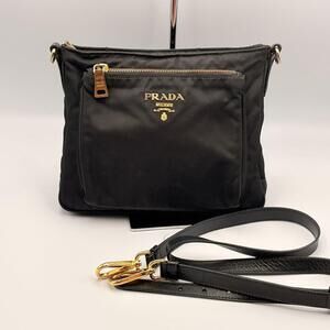 PRADA shoulder bag black cross body triangular sacoche